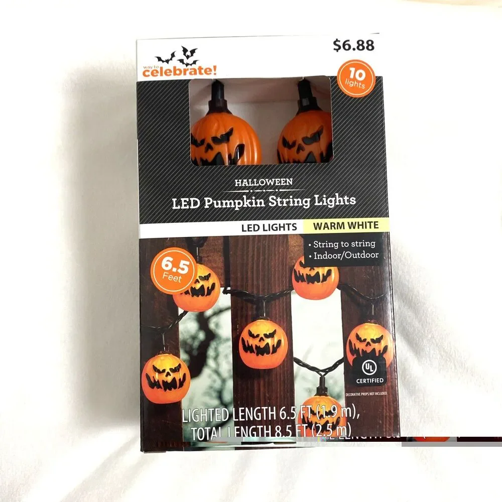 Halloween Led Pumpkin String Lights 2 Packs Indoor Outdoor Home Decore Holidays